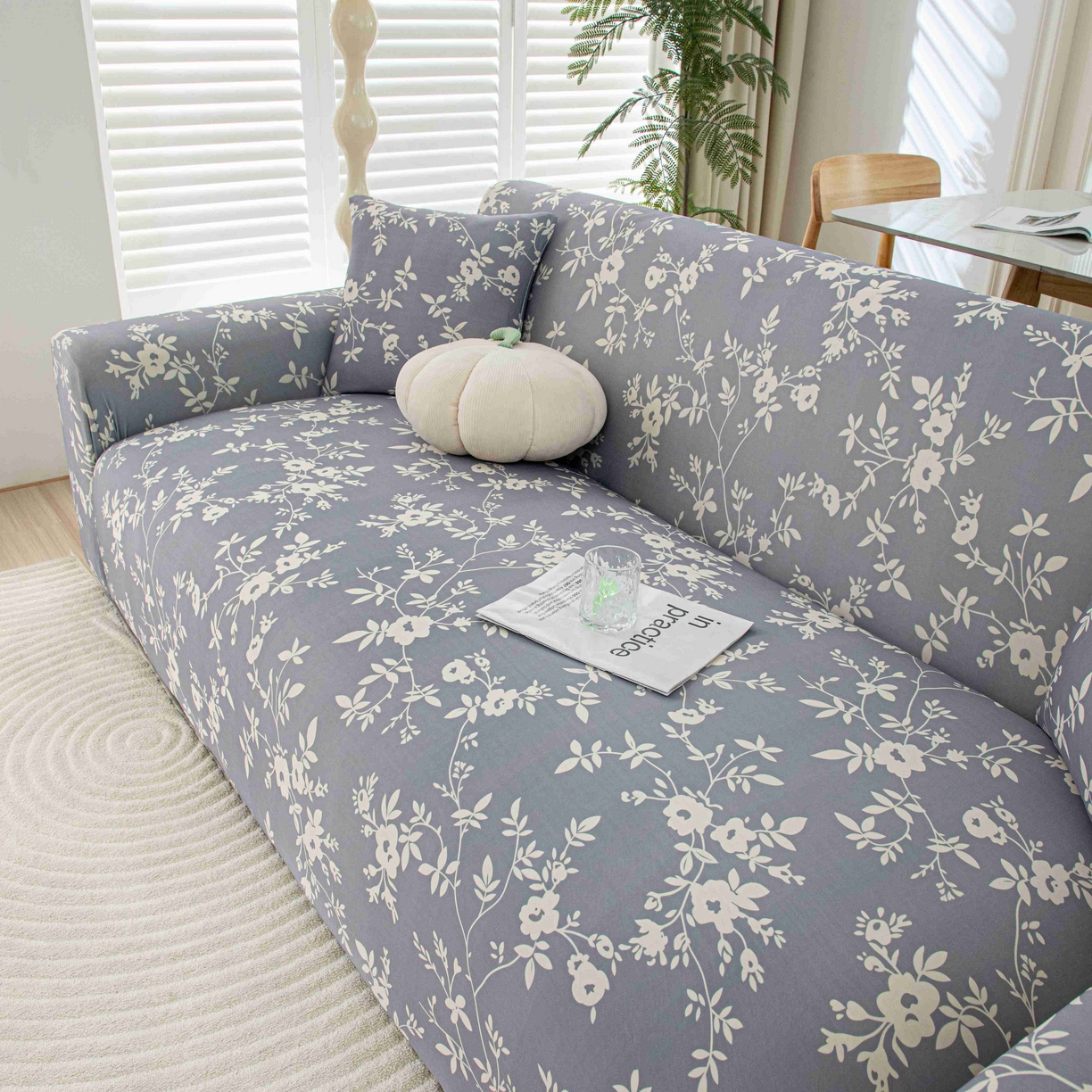 沐沐家纺 2026春夏新款冰丝印花沙发套 花簇