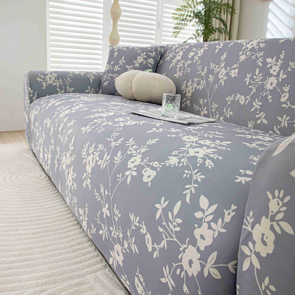 91家纺网 家纺一手货源 找家纺 沐沐家纺 2026春夏新款冰丝印花沙发套 花簇