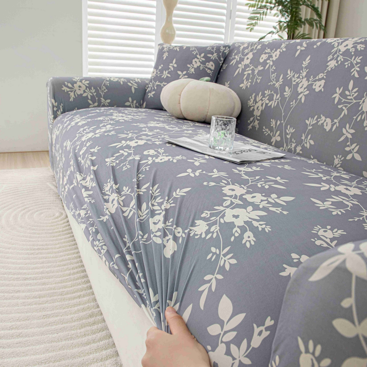 91家纺网 家纺一手货源 找家纺 沐沐家纺 2026春夏新款冰丝印花沙发套 花簇