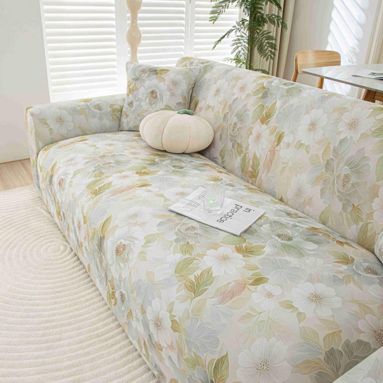 沐沐家纺 2026春夏新款冰丝印花沙发套 花野