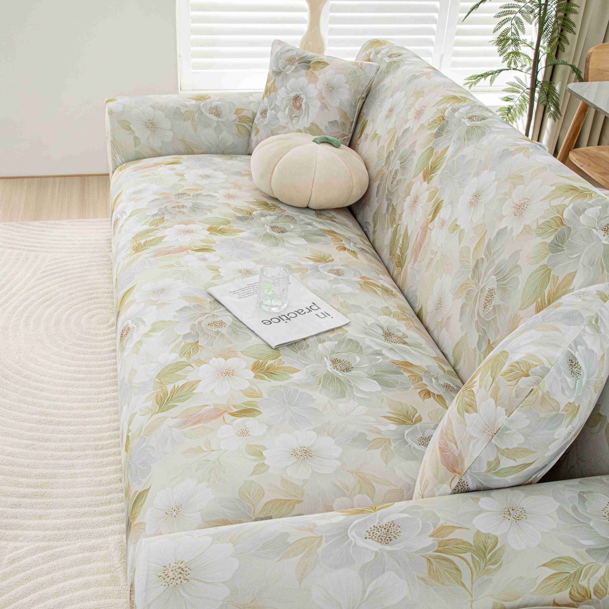 91家纺网 家纺一手货源 找家纺 沐沐家纺 2026春夏新款冰丝印花沙发套 花野