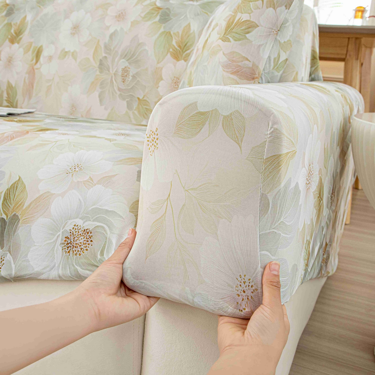 91家纺网 家纺一手货源 找家纺 沐沐家纺 2026春夏新款冰丝印花沙发套 花野