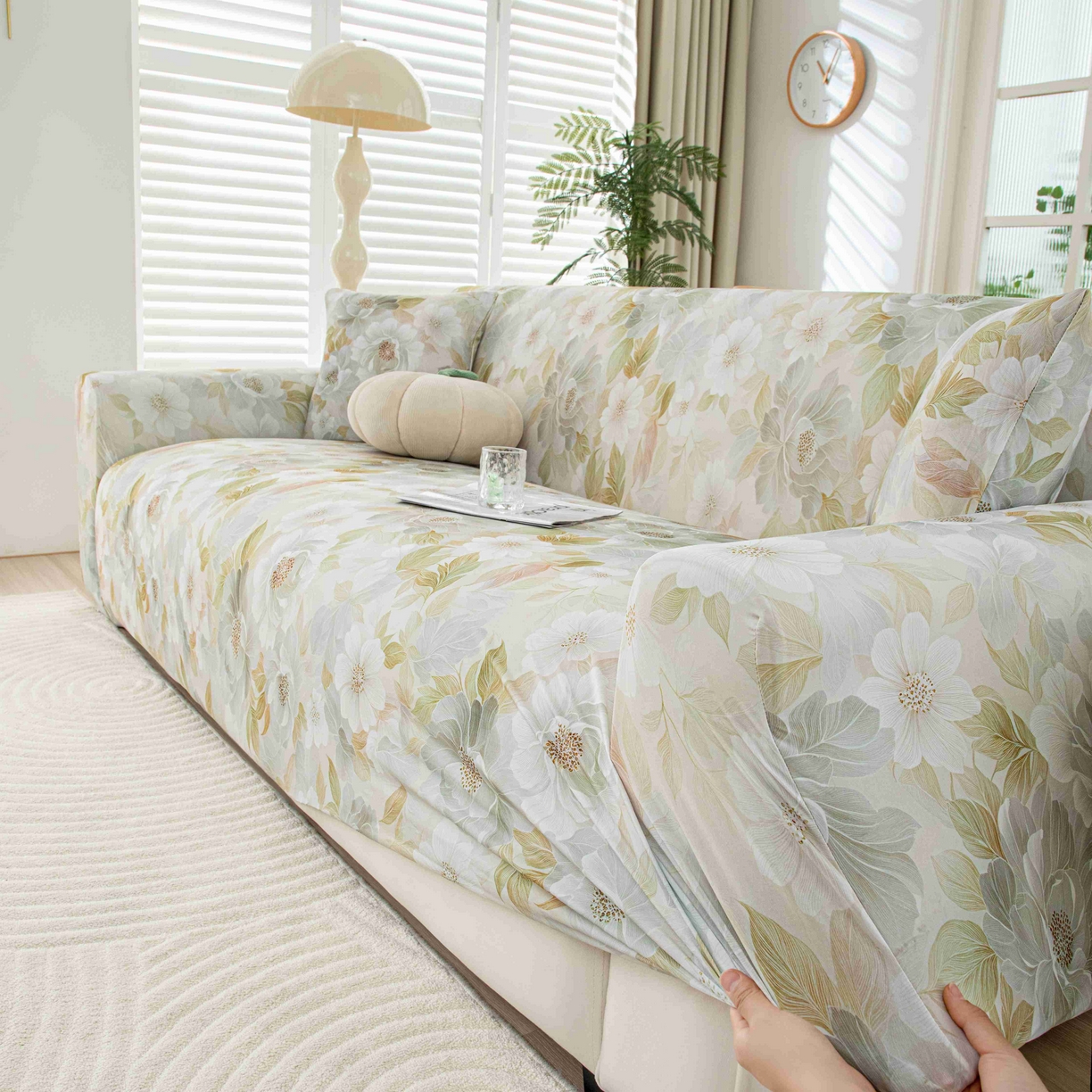 91家纺网 家纺一手货源 找家纺 沐沐家纺 2026春夏新款冰丝印花沙发套 花野