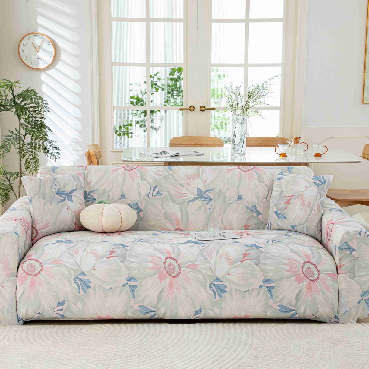 91家纺网 家纺一手货源 找家纺 沐沐家纺 2026春夏新款冰丝印花沙发套 花苑