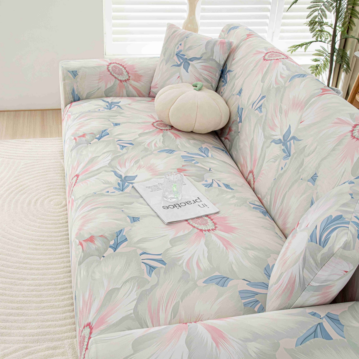 91家纺网 家纺一手货源 找家纺 沐沐家纺 2026春夏新款冰丝印花沙发套 花苑