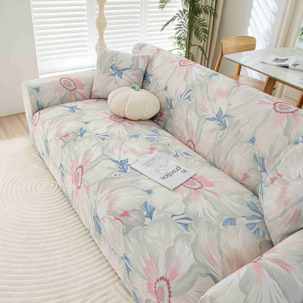 91家纺网 家纺一手货源 找家纺 沐沐家纺 2026春夏新款冰丝印花沙发套 花苑