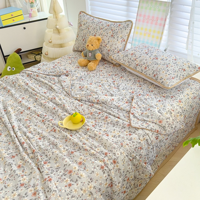 91家纺网 家纺一手货源 找家纺 赫梵茜 2025春夏新款锦氨凉感丝冰皮软席床盖夏被夏凉被空调被四件套