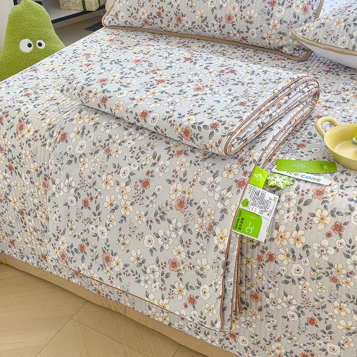 91家纺网 家纺一手货源 找家纺 赫梵茜 2025春夏新款锦氨凉感丝冰皮软席床盖夏被夏凉被空调被四件套