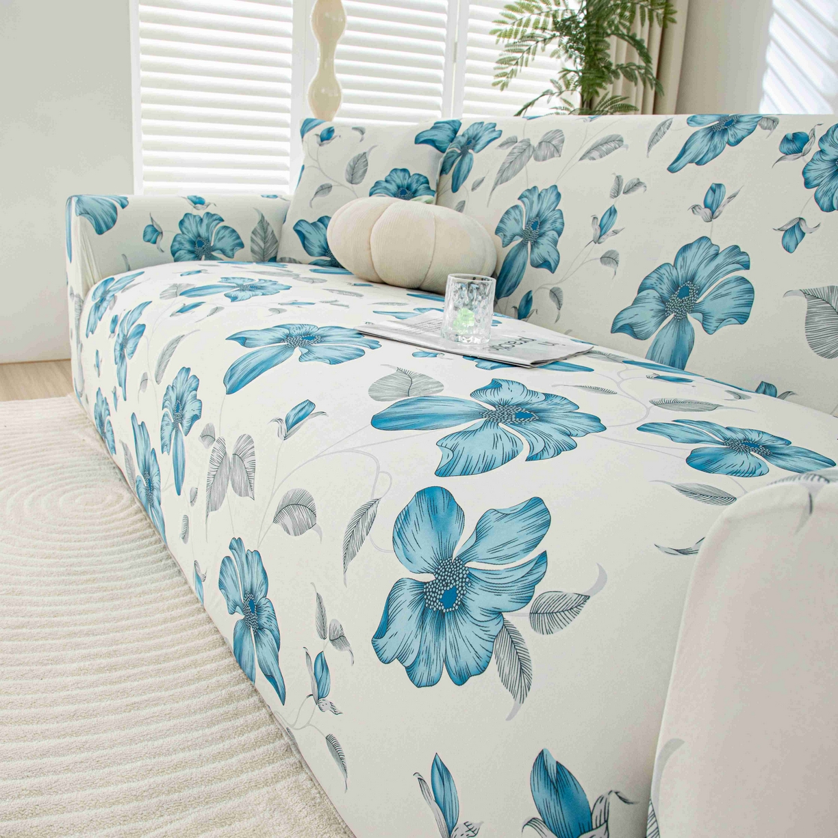 91家纺网 家纺一手货源 找家纺 沐沐家纺 2026春夏新款冰丝印花沙发套 花韵