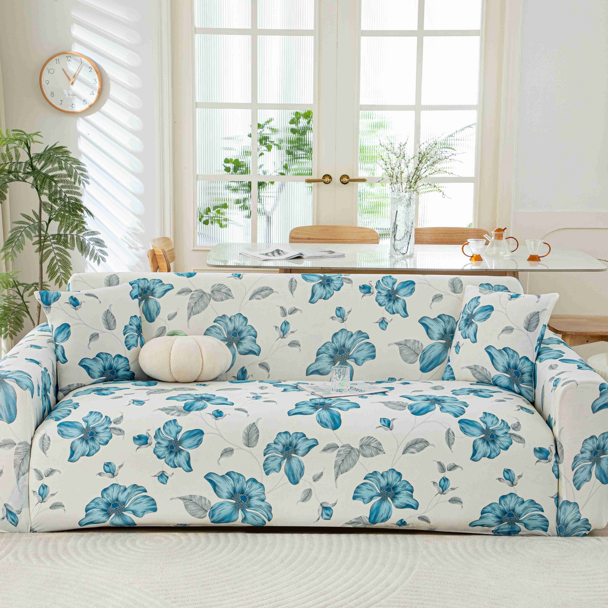 91家纺网 家纺一手货源 找家纺 沐沐家纺 2026春夏新款冰丝印花沙发套 花韵