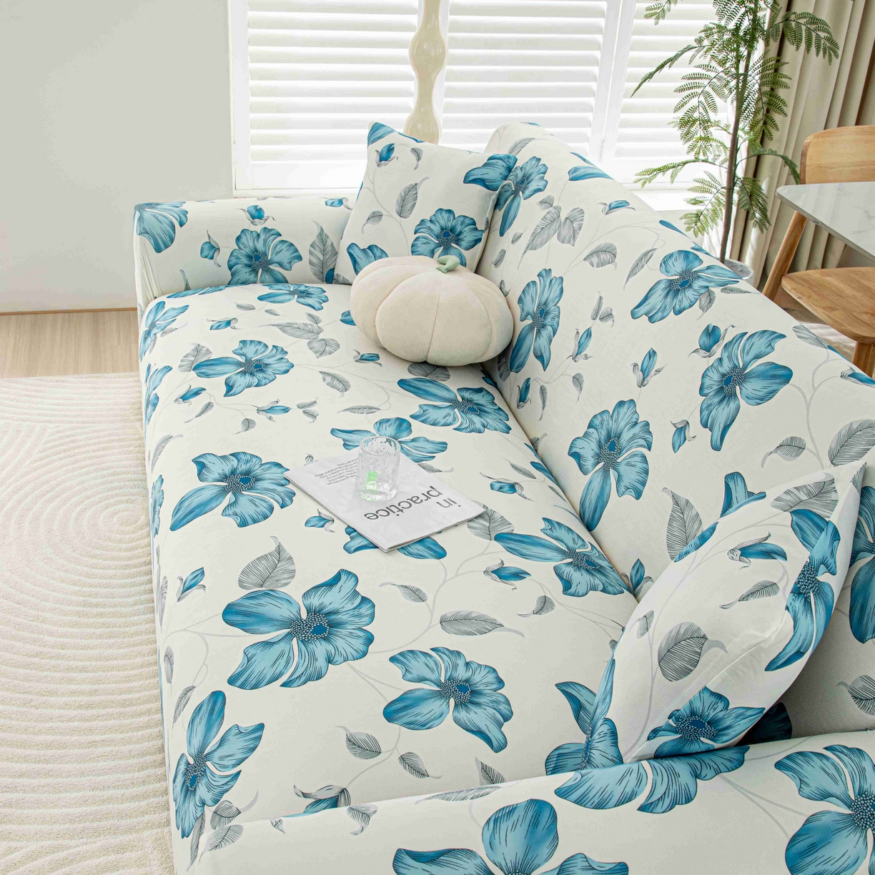 91家纺网 家纺一手货源 找家纺 沐沐家纺 2026春夏新款冰丝印花沙发套 花韵