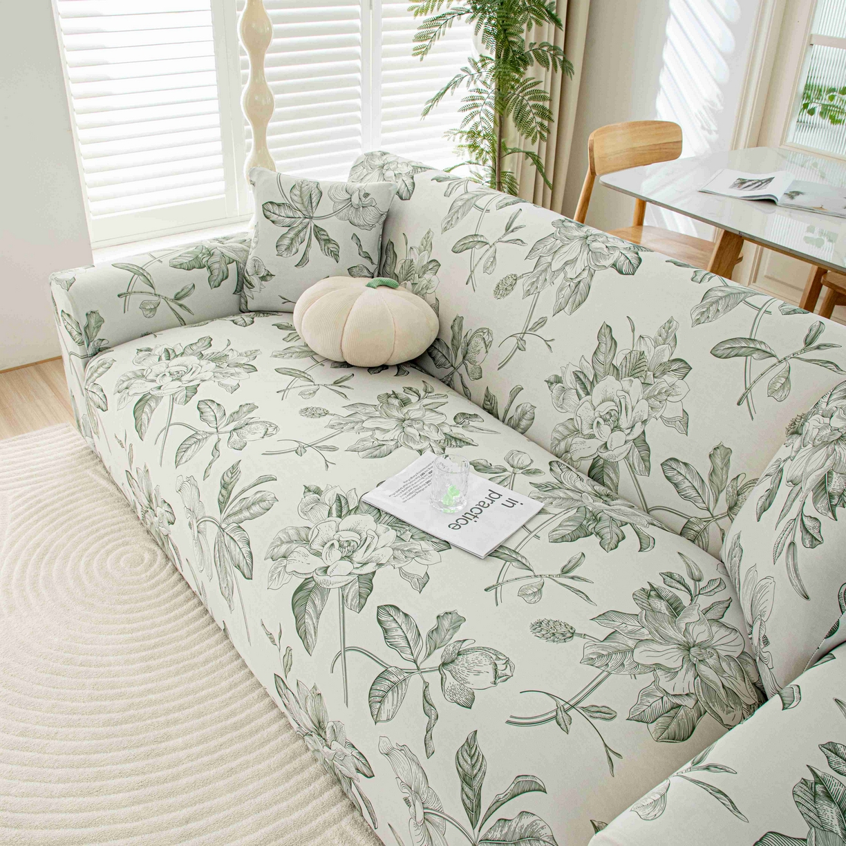 沐沐家纺 2026春夏新款冰丝印花沙发套 清袅