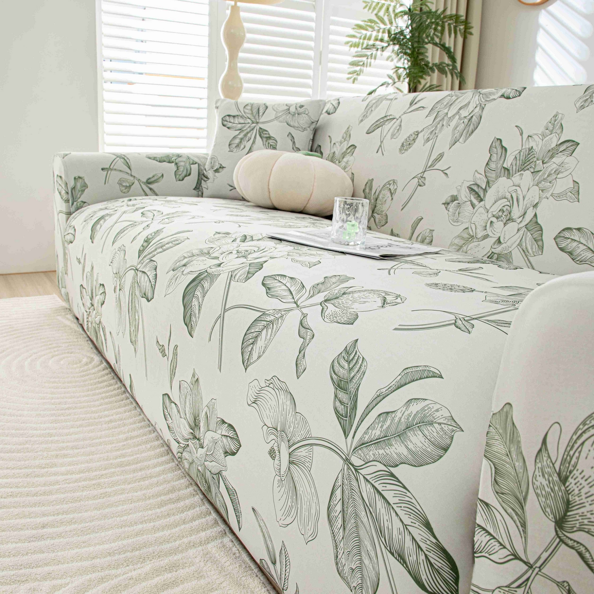 91家纺网 家纺一手货源 找家纺 沐沐家纺 2026春夏新款冰丝印花沙发套 清袅