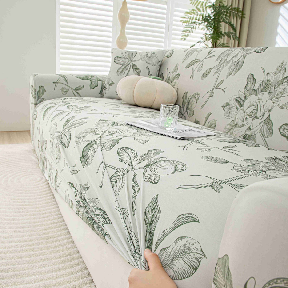 91家纺网 家纺一手货源 找家纺 沐沐家纺 2026春夏新款冰丝印花沙发套 清袅