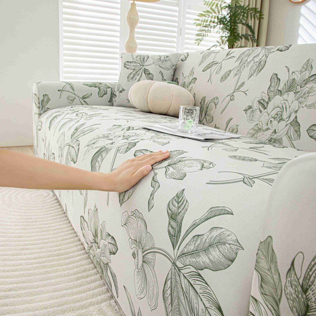 91家纺网 家纺一手货源 找家纺 沐沐家纺 2026春夏新款冰丝印花沙发套 清袅