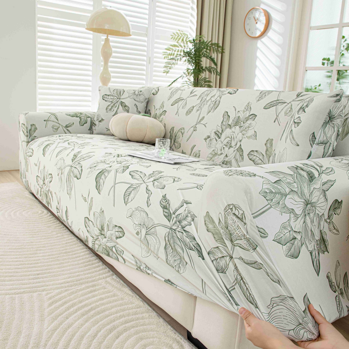 91家纺网 家纺一手货源 找家纺 沐沐家纺 2026春夏新款冰丝印花沙发套 清袅