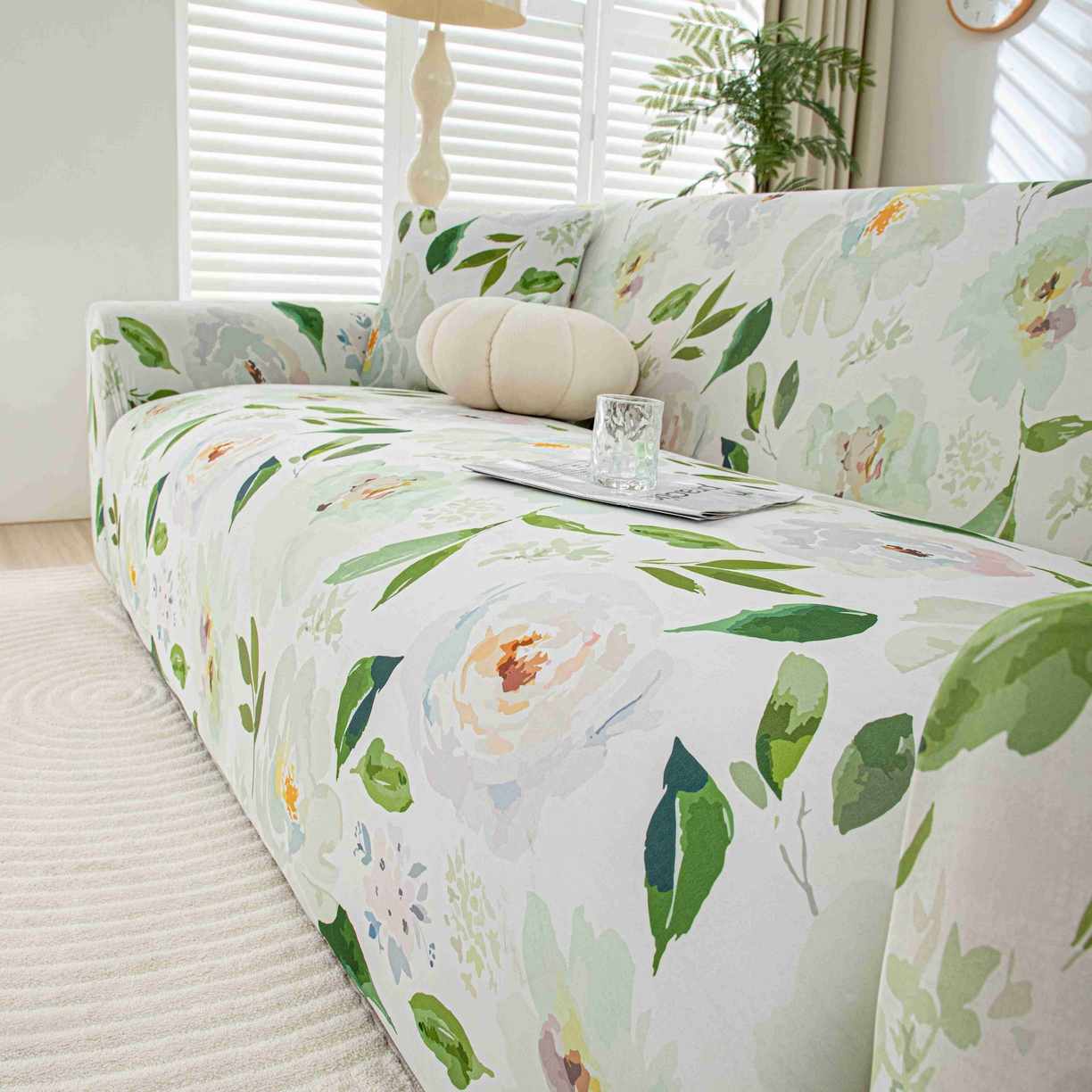 91家纺网 家纺一手货源 找家纺 沐沐家纺 2026春夏新款冰丝印花沙发套 丝语