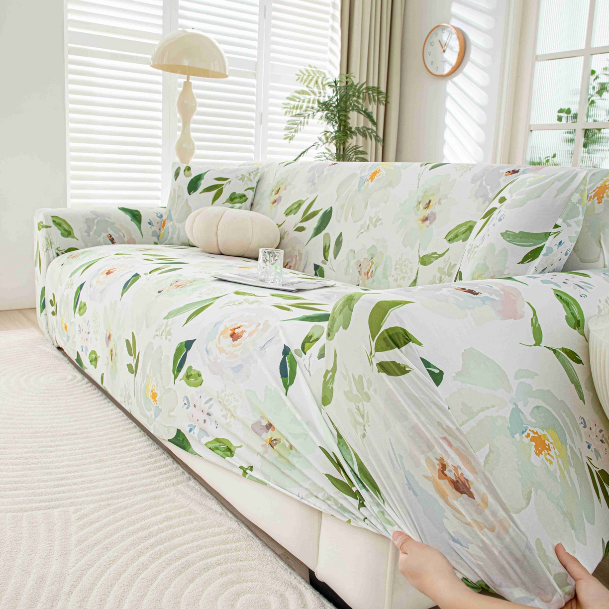 91家纺网 家纺一手货源 找家纺 沐沐家纺 2026春夏新款冰丝印花沙发套 丝语