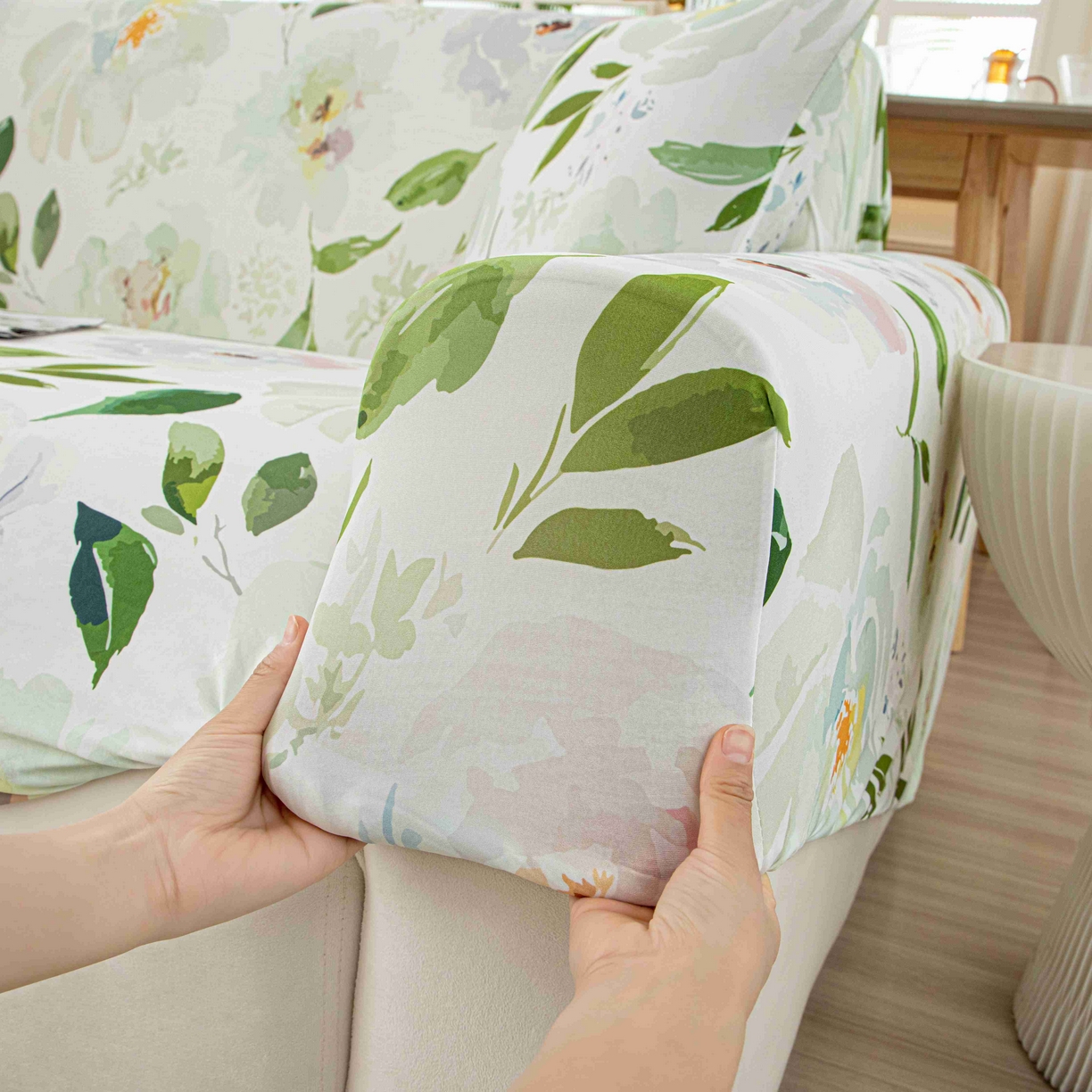 91家纺网 家纺一手货源 找家纺 沐沐家纺 2026春夏新款冰丝印花沙发套 丝语