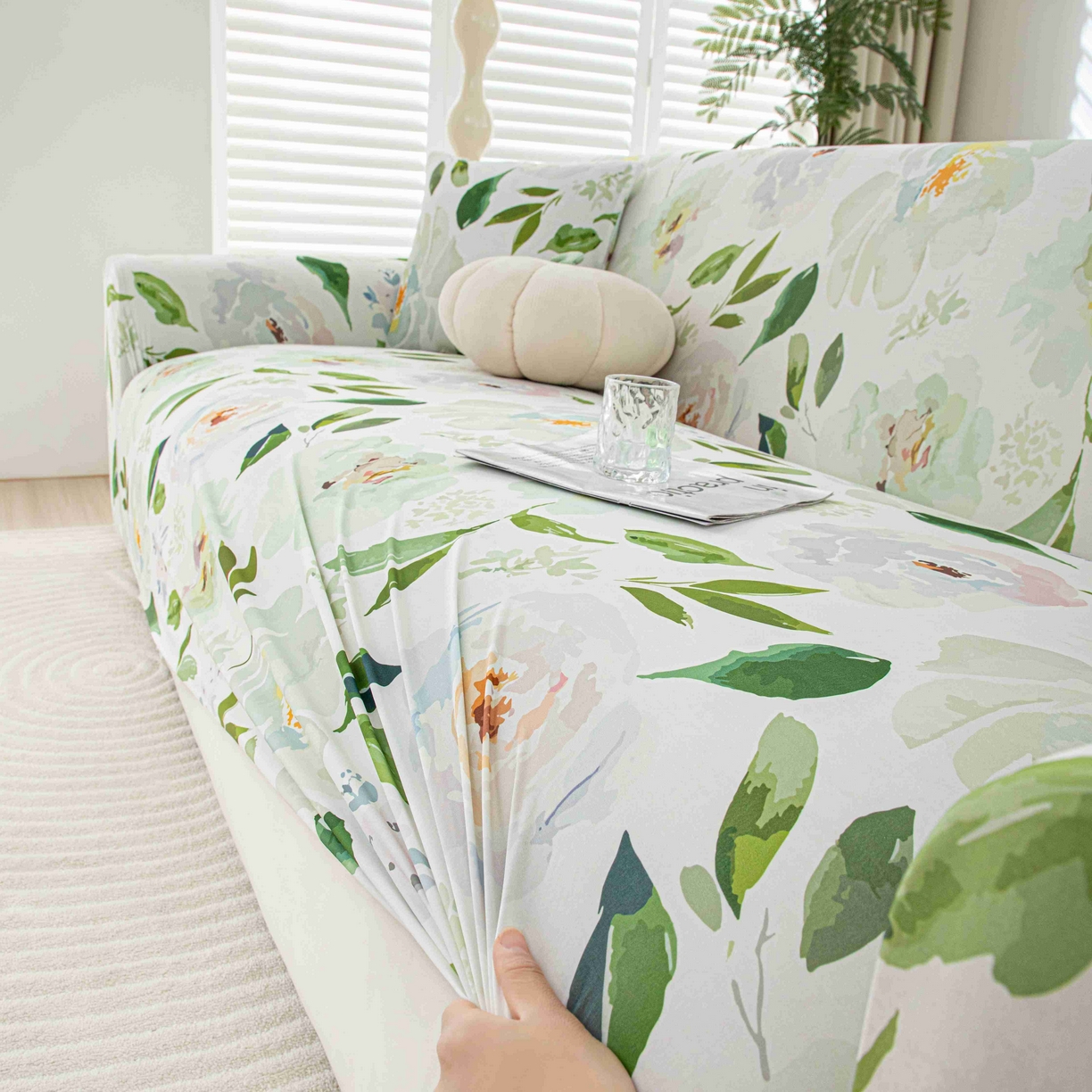 91家纺网 家纺一手货源 找家纺 沐沐家纺 2026春夏新款冰丝印花沙发套 丝语