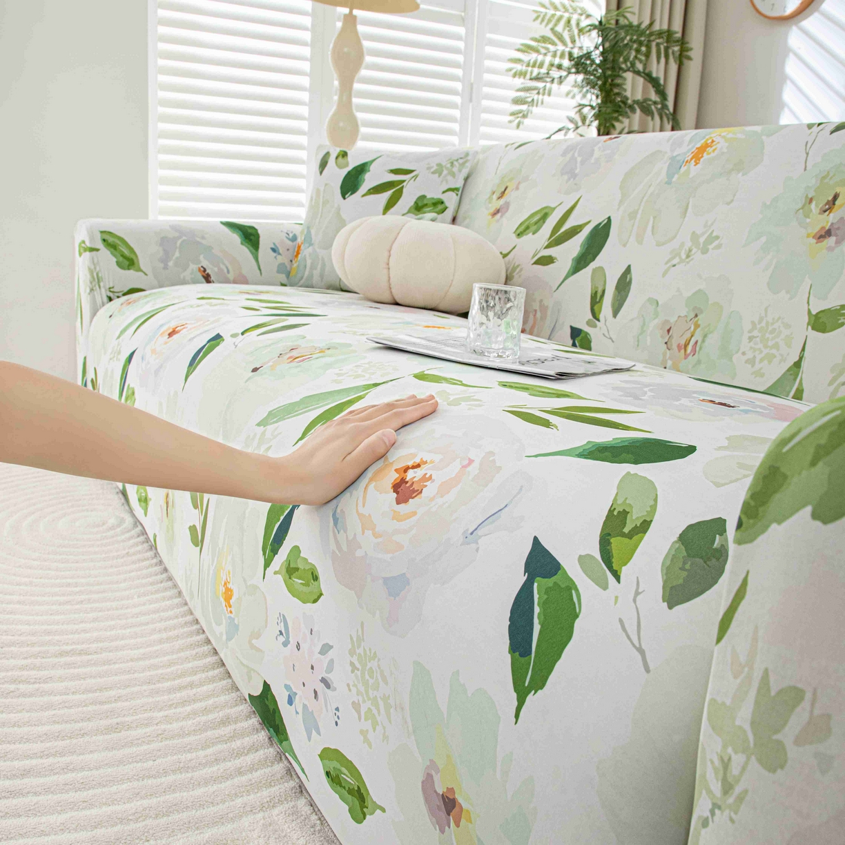 91家纺网 家纺一手货源 找家纺 沐沐家纺 2026春夏新款冰丝印花沙发套 丝语