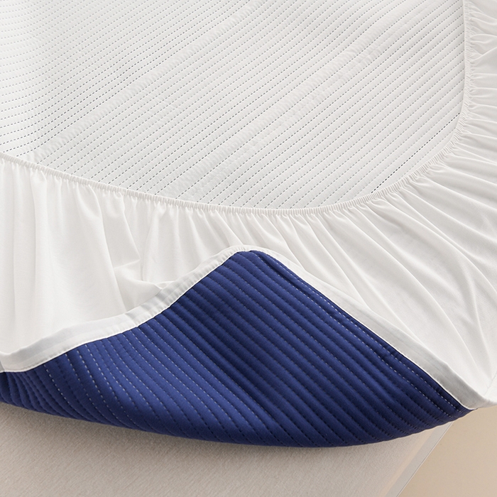 91家纺网 家纺一手货源 找家纺 圣楚家纺 2025新款亲肤舒适云朵夹棉床笠 素色-蓝