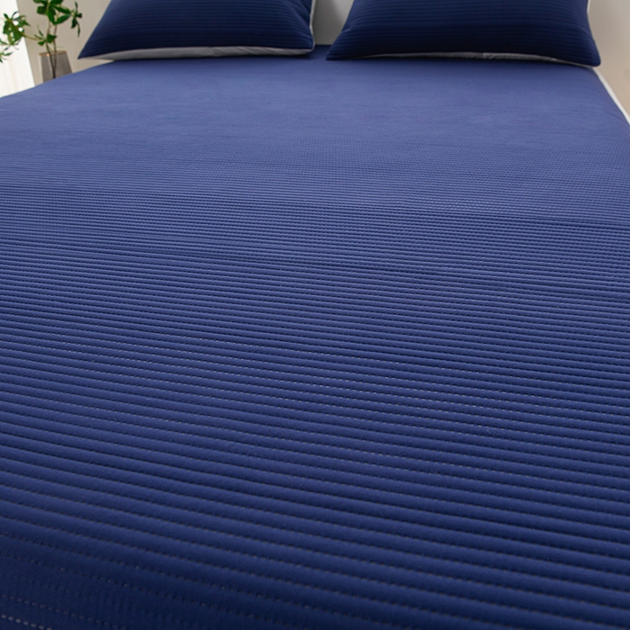 91家纺网 家纺一手货源 找家纺 圣楚家纺 2025新款亲肤舒适云朵夹棉床笠 素色-蓝