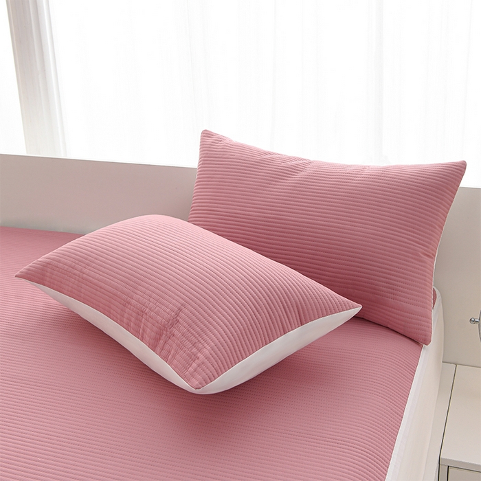 91家纺网 家纺一手货源 找家纺 圣楚家纺 2025新款亲肤舒适云朵夹棉床笠 素色-豆沙