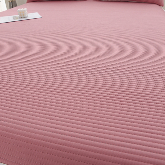 91家纺网 家纺一手货源 找家纺 圣楚家纺 2025新款亲肤舒适云朵夹棉床笠 素色-豆沙