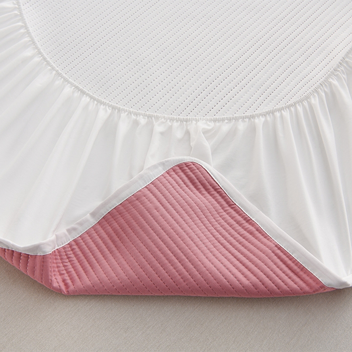 91家纺网 家纺一手货源 找家纺 圣楚家纺 2025新款亲肤舒适云朵夹棉床笠 素色-豆沙