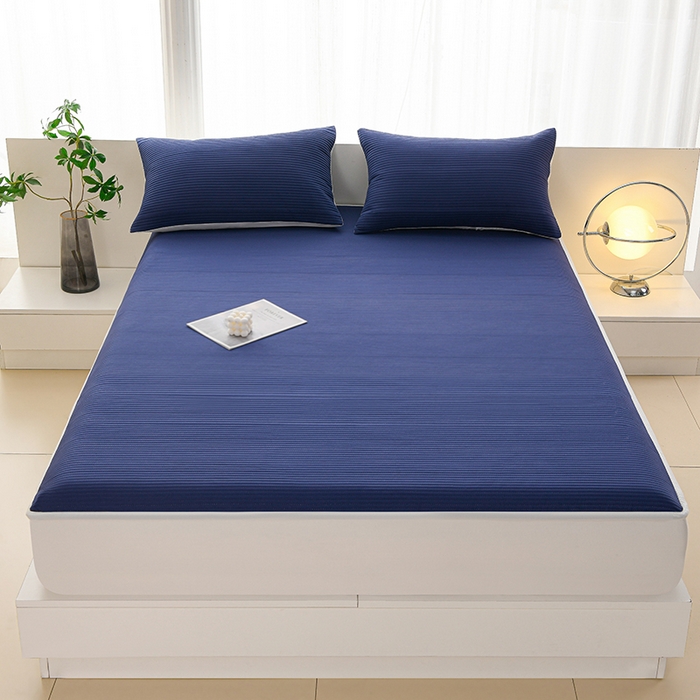 圣楚家纺 2025新款亲肤舒适云朵夹棉床笠 素色-蓝