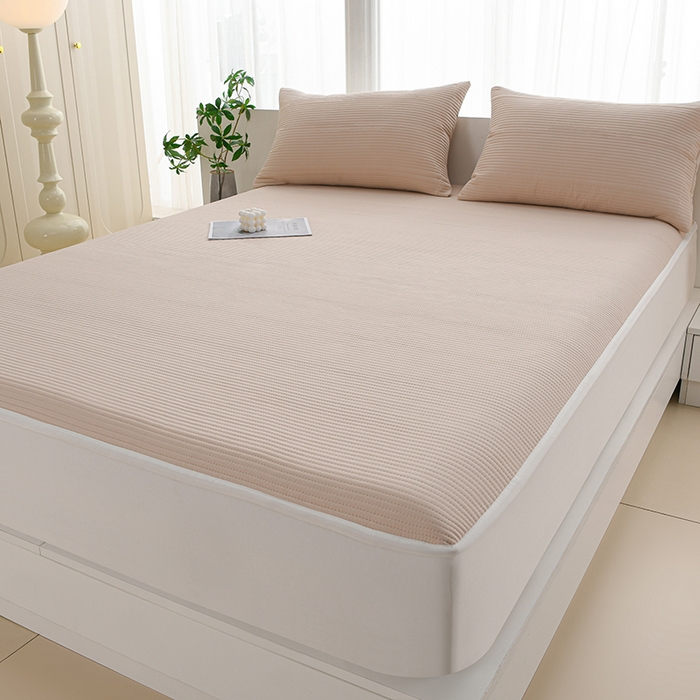 91家纺网 家纺一手货源 找家纺 圣楚家纺 2025新款亲肤舒适云朵夹棉床笠 素色-咖