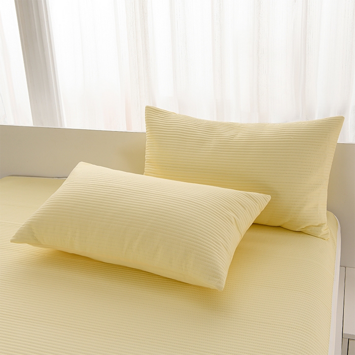 91家纺网 家纺一手货源 找家纺 圣楚家纺 2025新款亲肤舒适云朵夹棉床笠 素色-黄