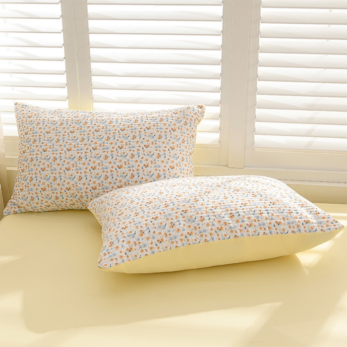 91家纺网 家纺一手货源 找家纺 圣楚家纺 2025新款亲肤舒适云朵夹棉床笠 春色恋曲