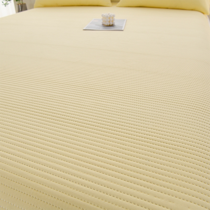 91家纺网 家纺一手货源 找家纺 圣楚家纺 2025新款亲肤舒适云朵夹棉床笠 素色-黄