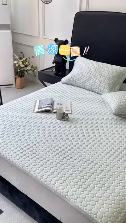 91家纺网 家纺一手货源 找家纺 傲蕾良品 2025新款雪精灵极爽冰丝硅胶凉席 璀璨银