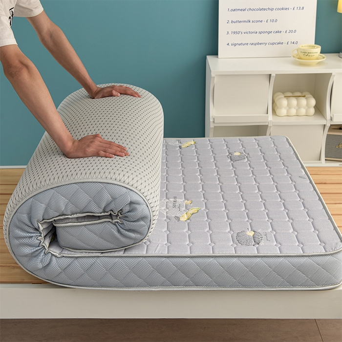 91家纺网 家纺一手货源 找家纺 美克家居 2025新款立体不塌陷高弹纤维记忆海绵三明治床垫学生床垫 立体豆灰