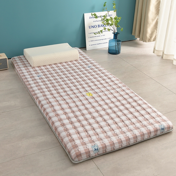 91家纺网 家纺一手货源 找家纺 美克家居 2025新款水洗棉抗压纤维棉科技床垫学生床垫 格子豆沙