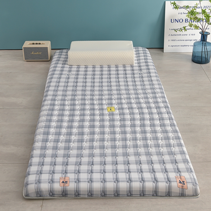 91家纺网 家纺一手货源 找家纺 美克家居 2025新款水洗棉抗压纤维棉科技床垫学生床垫 格子蓝
