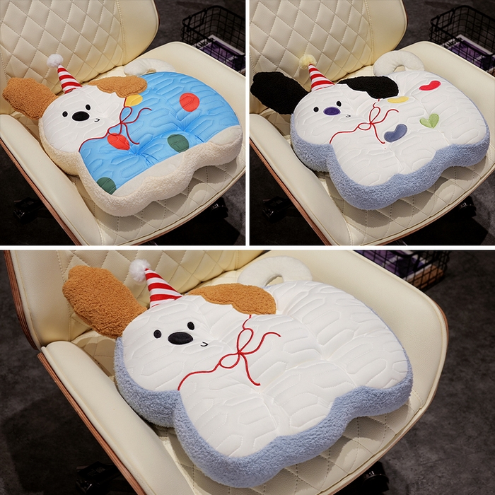 91家纺网 家纺一手货源 找家纺 仟亿莱 2025新款翘耳小狗乳胶方块坐垫 乳胶方块糖豆小狗