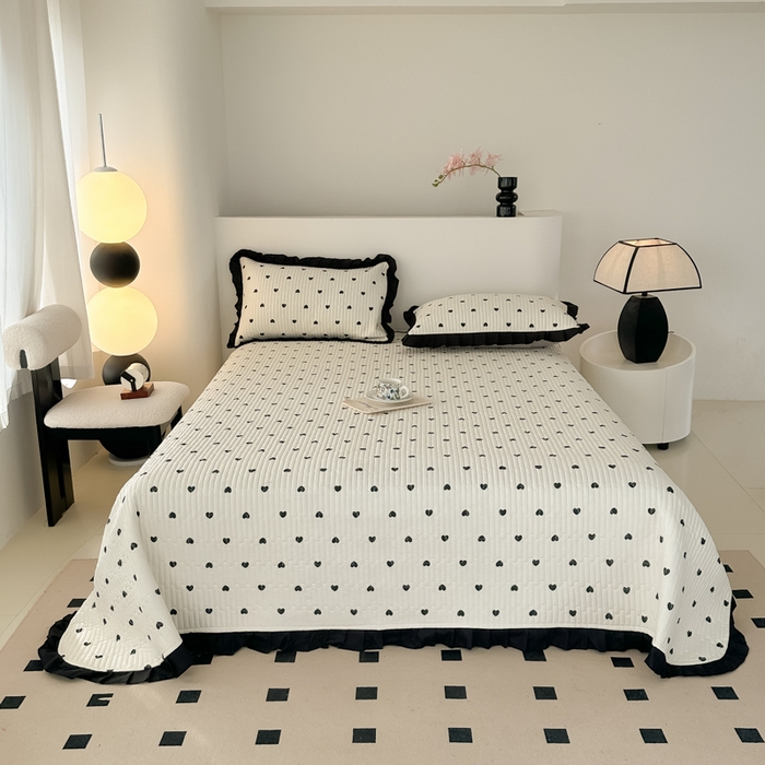 91家纺网 家纺一手货源 找家纺 同田家纺 2025新款A类水洗棉床盖夏被四件套 小爱心