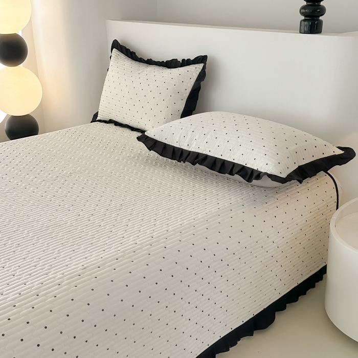 91家纺网 家纺一手货源 找家纺 同田家纺 2025新款A类水洗棉床盖夏被四件套 波点