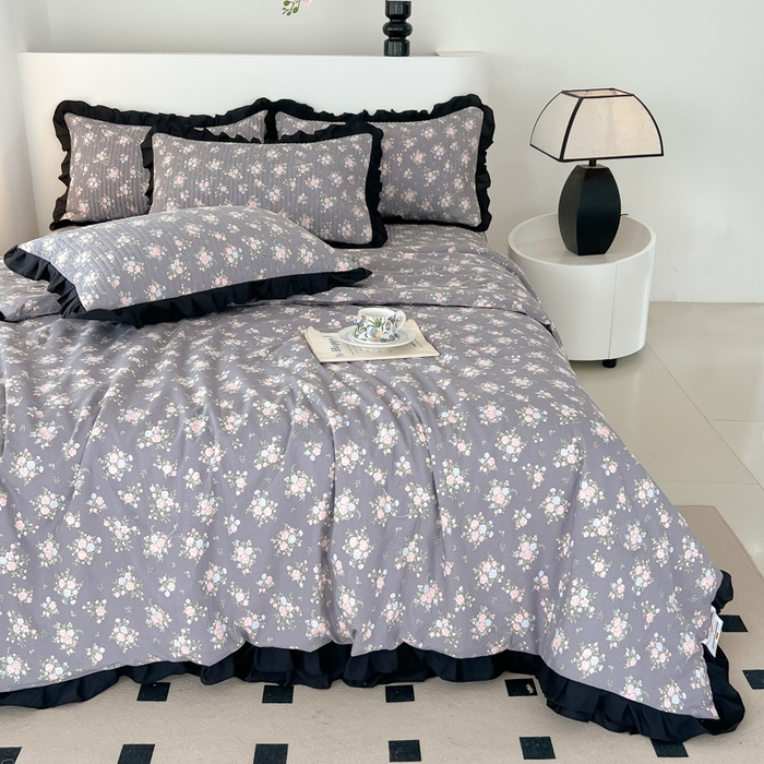 91家纺网 家纺一手货源 找家纺 同田家纺 2025新款A类水洗棉床盖夏被四件套 繁花