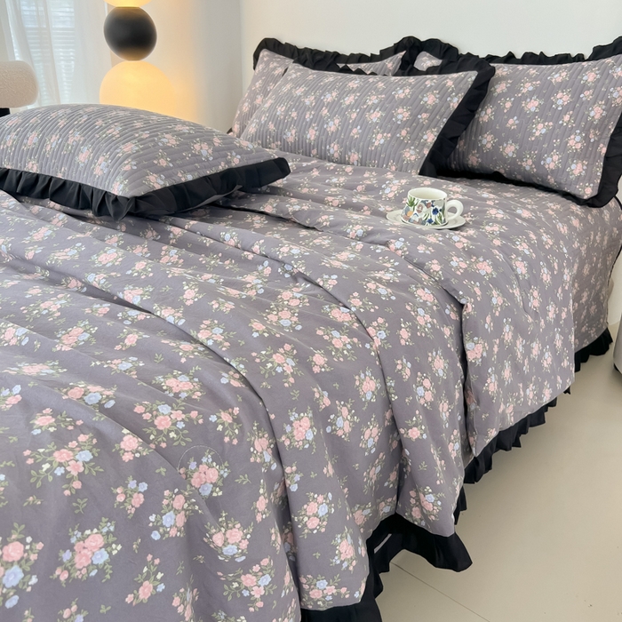 91家纺网 家纺一手货源 找家纺 同田家纺 2025新款A类水洗棉床盖夏被四件套 繁花