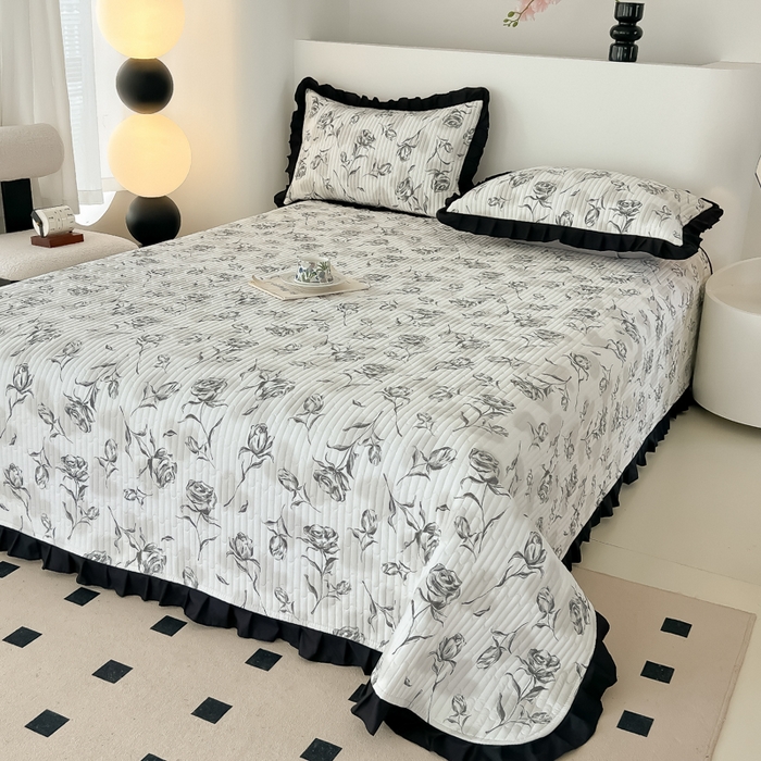 91家纺网 家纺一手货源 找家纺 同田家纺 2025新款A类水洗棉床盖夏被四件套 玫瑰