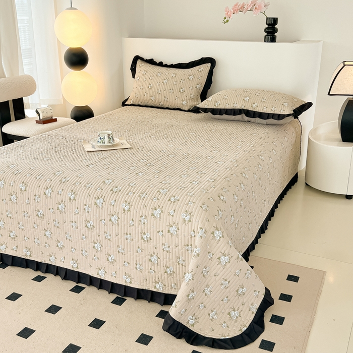 91家纺网 家纺一手货源 找家纺 同田家纺 2025新款A类水洗棉床盖夏被四件套 茉莉奶白