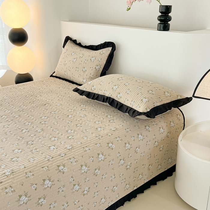 91家纺网 家纺一手货源 找家纺 同田家纺 2025新款A类水洗棉床盖夏被四件套 茉莉奶白