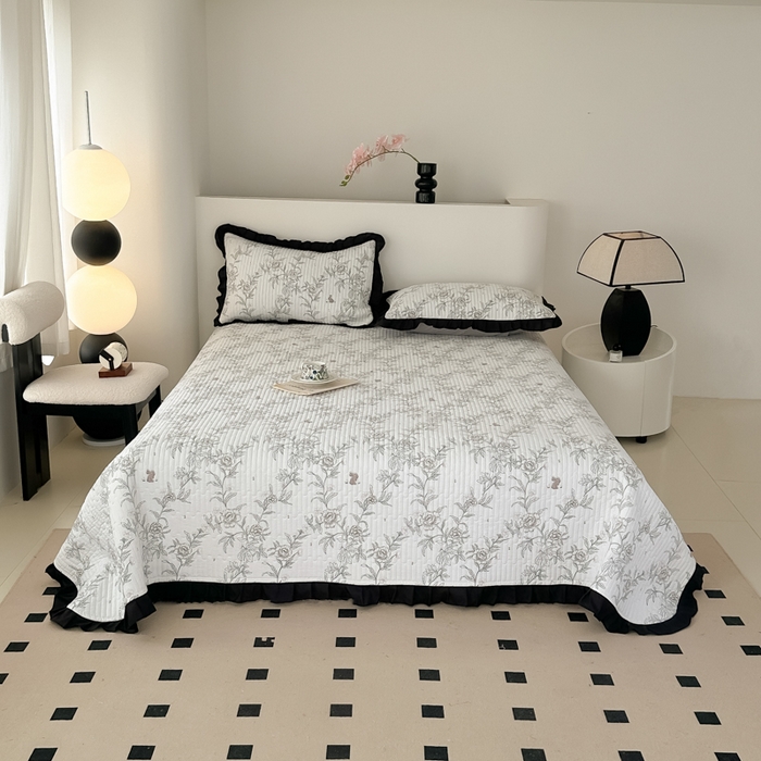 91家纺网 家纺一手货源 找家纺 同田家纺 2025新款A类水洗棉床盖夏被四件套 线条花