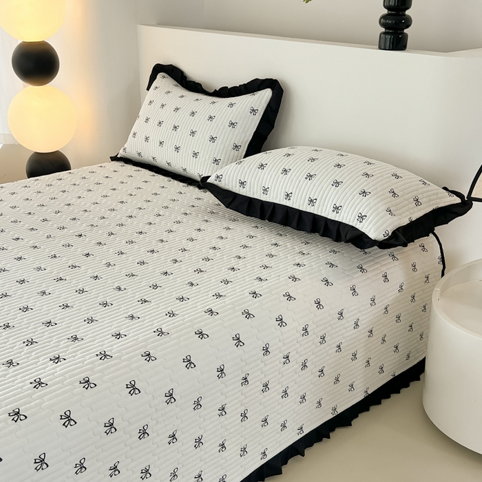 91家纺网 家纺一手货源 找家纺 同田家纺 2025新款A类水洗棉床盖夏被四件套 小蝴蝶结