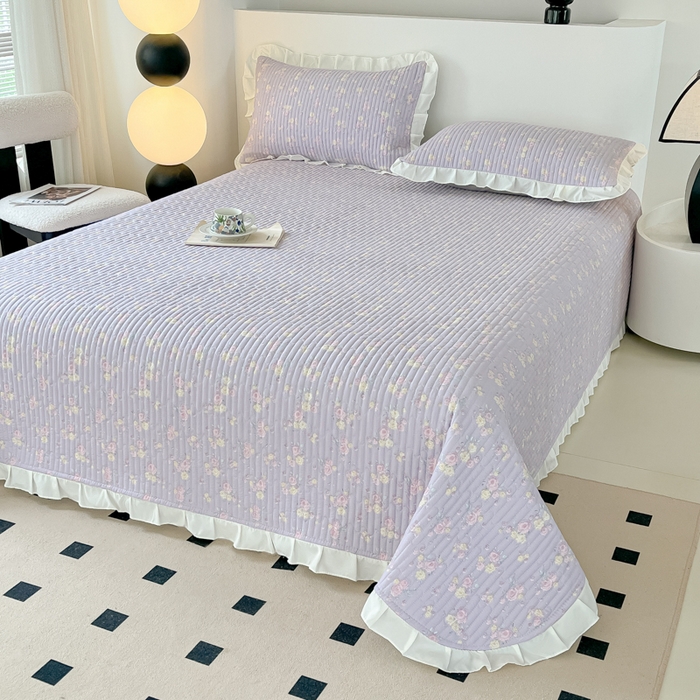 91家纺网 家纺一手货源 找家纺 同田家纺 2025新款A类水洗棉床盖夏被四件套 丁香紫